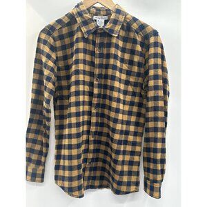 Tommy Bahama Boy's XXL 16 Blue Mustard Yellow Gingham Plaid Flannel Shirt